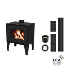 Pack Poêle à Bois Lugano - Option Ventilation - Sortie Dessus