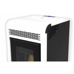 Pack Poêle à Granulés Canalisable Vulcano + Kit D'installation Sortie Arrière -Top chaleur pack poele a granules canalisable vulcano kit d installation sortie arriere vulcano 15 bianca frontale 1 1