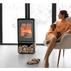 Poêle à Bois Domino Avec Range Bûche